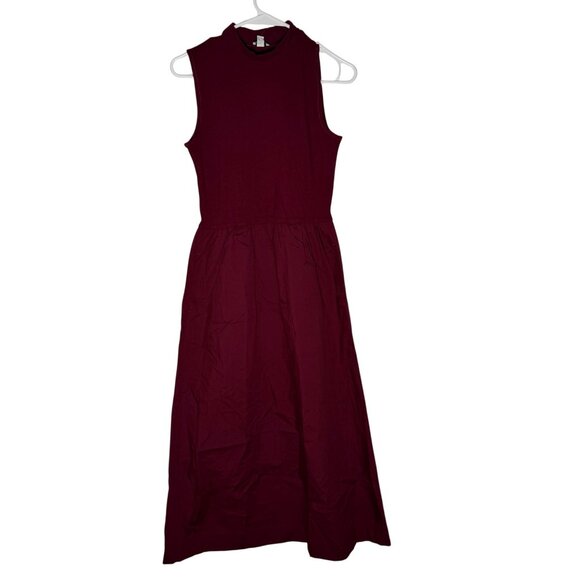 J. Crew Factory Mock Neck Mixed Media Midi Dress Red Size Small NWT - Picture 2 of 6